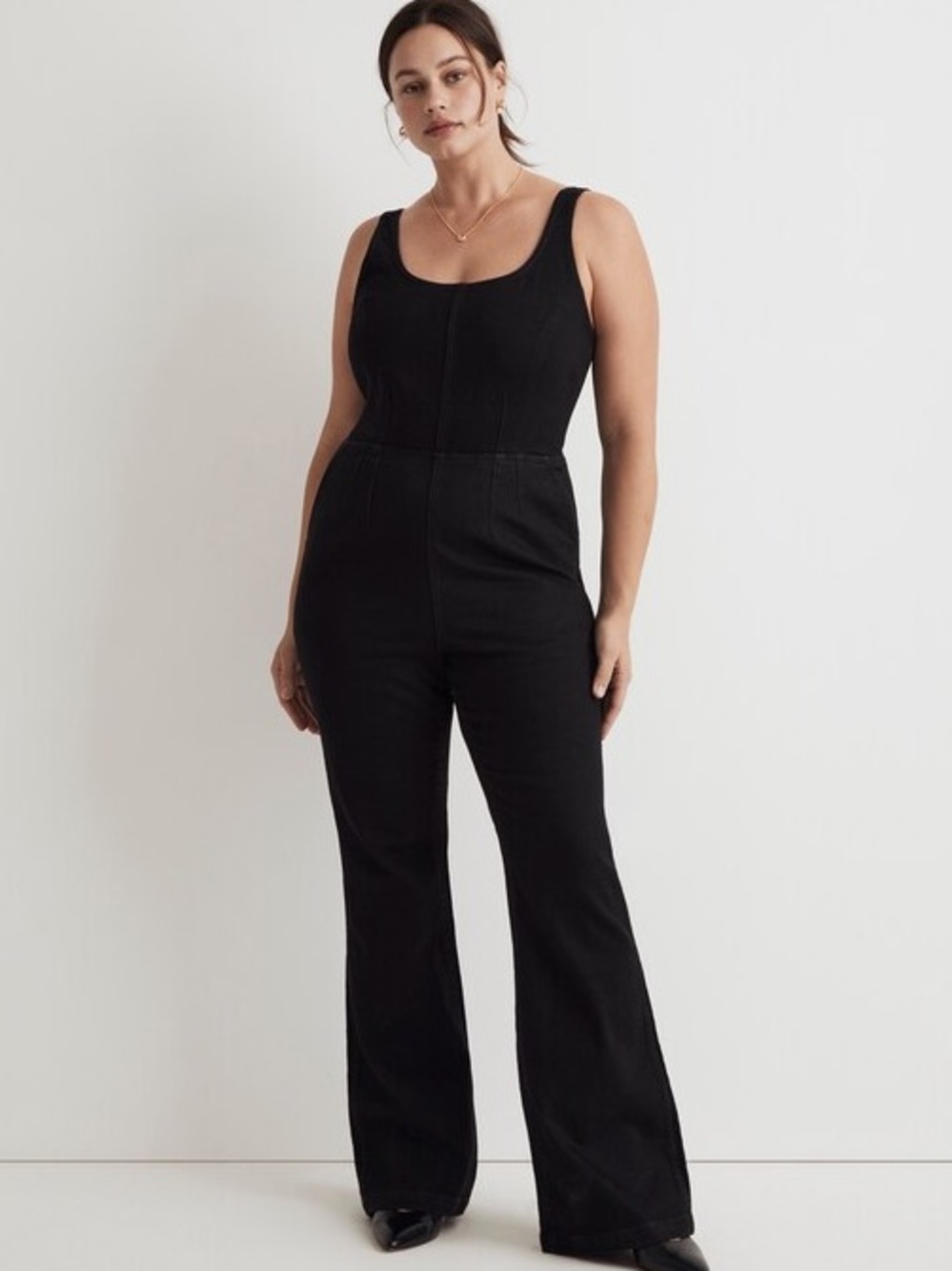 Madewell Denim Flare Leg Jumpsuit Bonner Wash